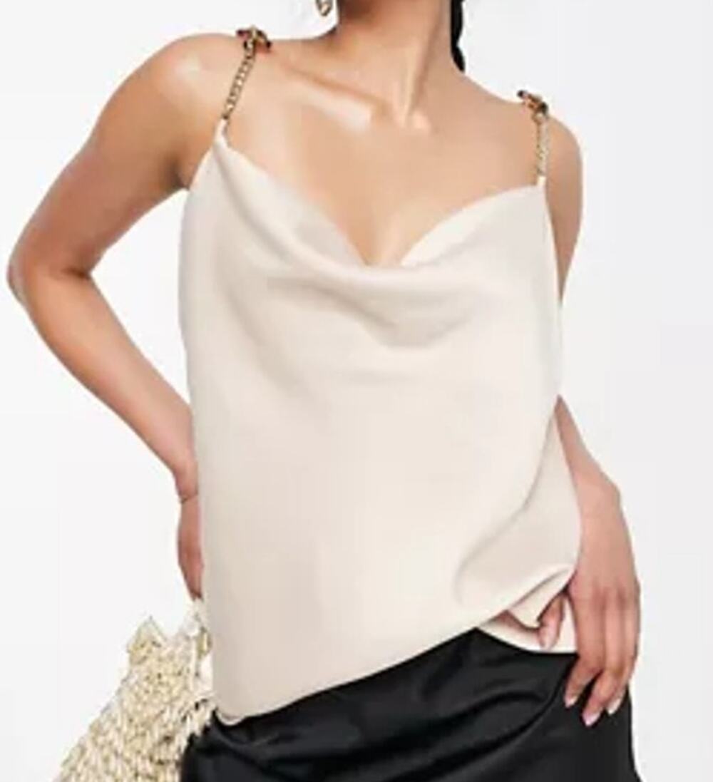 New ~ RIVER ISLAND ~ Cowl Neck Chain Strap Camisole 4